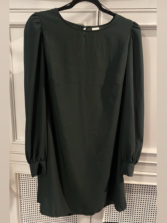 H&M Dresses & Skirts - H&M Dark Green Long Sleeve Shift Dress with Puffed Shoulders